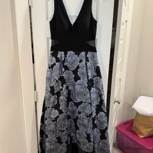Xscape Black and Gray High Low A-Line Dress